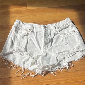 White Distressed Denim Shorts